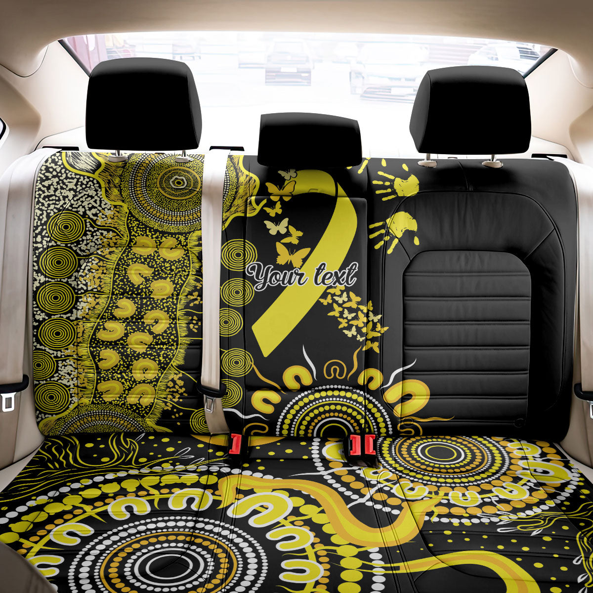 Sarcoma Support Rare Cancer Strength Personalised Back Car Seat Cover Aboriginal Ribbon Dot Painting