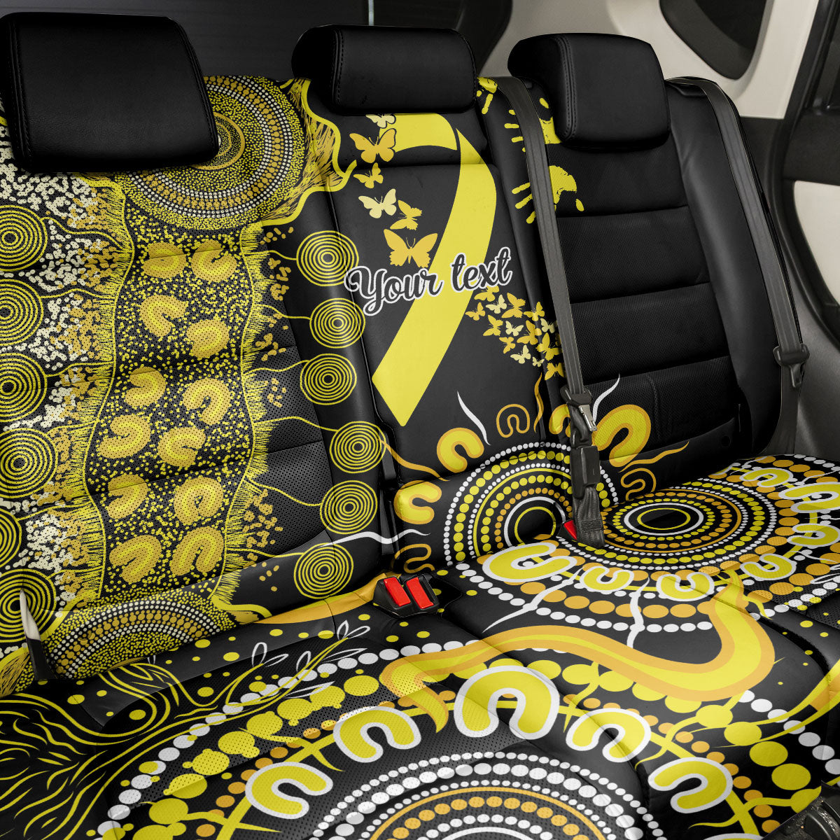 Sarcoma Support Rare Cancer Strength Personalised Back Car Seat Cover Aboriginal Ribbon Dot Painting