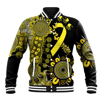 Sarcoma Support Rare Cancer Strength Personalised Baseball Jacket Aboriginal Ribbon Dot Painting