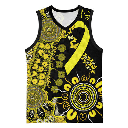 Sarcoma Support Rare Cancer Strength Personalised Basketball Jersey Aboriginal Ribbon Dot Painting