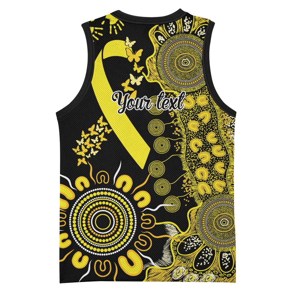 Sarcoma Support Rare Cancer Strength Personalised Basketball Jersey Aboriginal Ribbon Dot Painting