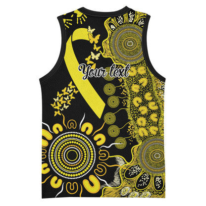 Sarcoma Support Rare Cancer Strength Personalised Basketball Jersey Aboriginal Ribbon Dot Painting
