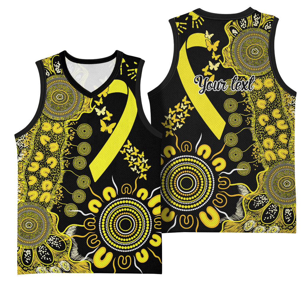 Sarcoma Support Rare Cancer Strength Personalised Basketball Jersey Aboriginal Ribbon Dot Painting