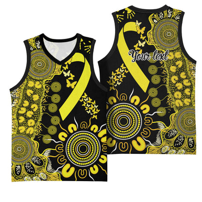 Sarcoma Support Rare Cancer Strength Personalised Basketball Jersey Aboriginal Ribbon Dot Painting