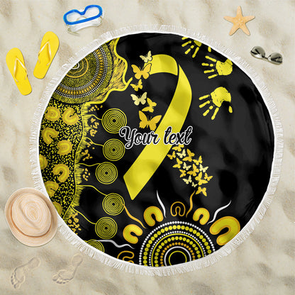 Sarcoma Support Rare Cancer Strength Personalised Beach Blanket Aboriginal Ribbon Dot Painting