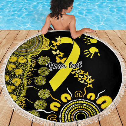 Sarcoma Support Rare Cancer Strength Personalised Beach Blanket Aboriginal Ribbon Dot Painting