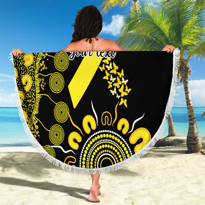 Sarcoma Support Rare Cancer Strength Personalised Beach Blanket Aboriginal Ribbon Dot Painting