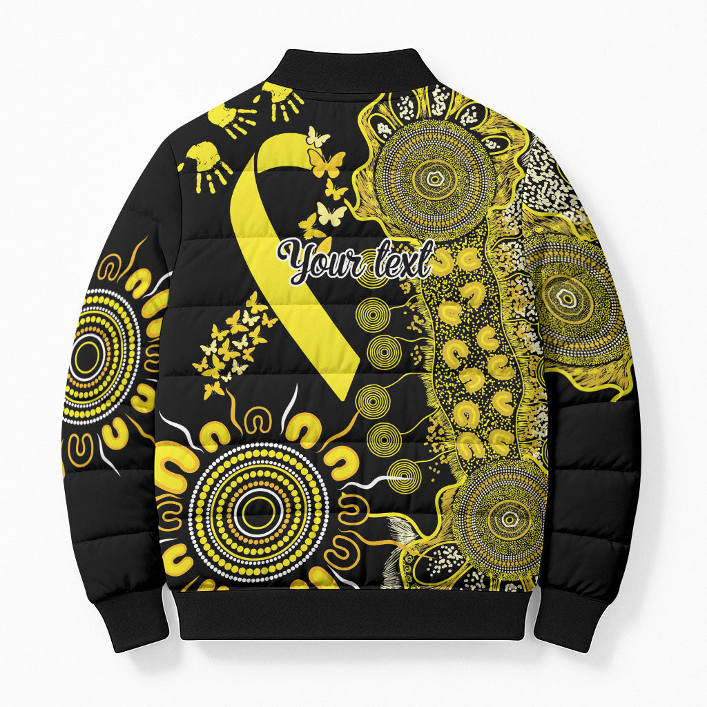 Sarcoma Support Rare Cancer Strength Personalised Bomber Puffer Jacket Aboriginal Ribbon Dot Painting
