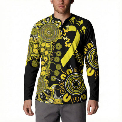 Sarcoma Support Rare Cancer Strength Personalised Button Sweatshirt Aboriginal Ribbon Dot Painting