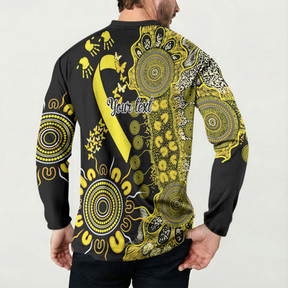 Sarcoma Support Rare Cancer Strength Personalised Button Sweatshirt Aboriginal Ribbon Dot Painting