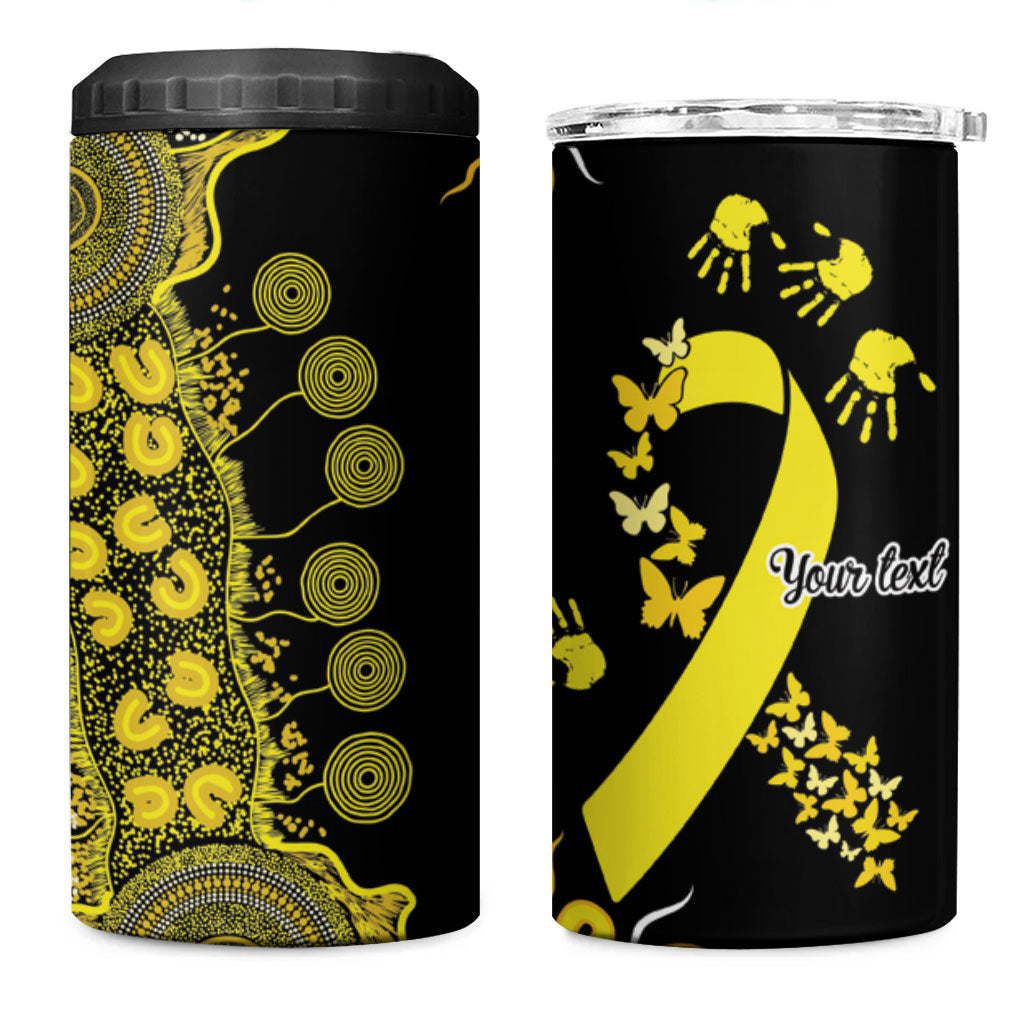 Sarcoma Support Rare Cancer Strength Personalised 4 in 1 Can Cooler Tumbler Aboriginal Ribbon Dot Painting