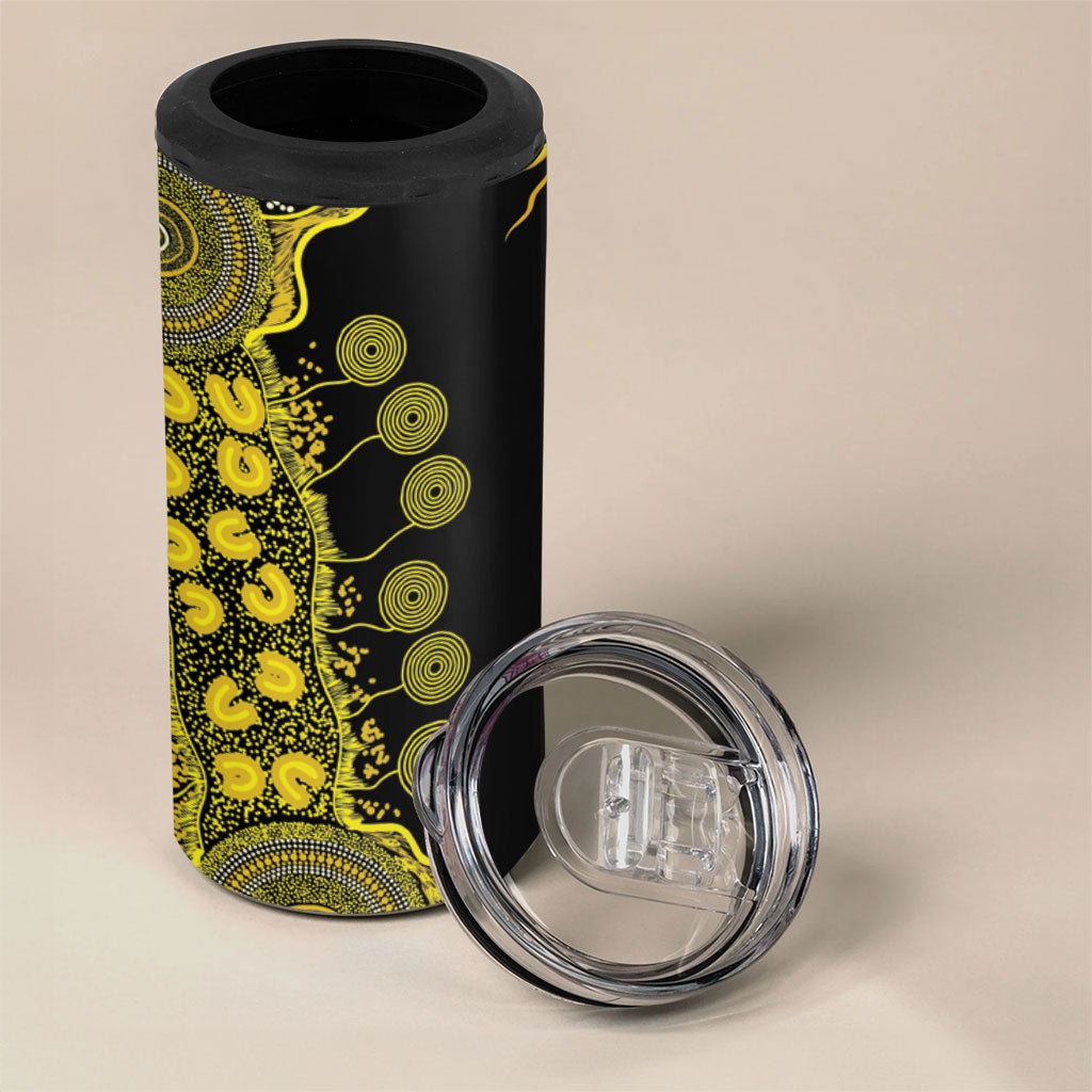 Sarcoma Support Rare Cancer Strength Personalised 4 in 1 Can Cooler Tumbler Aboriginal Ribbon Dot Painting