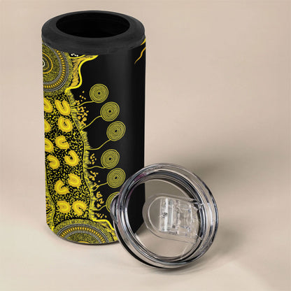 Sarcoma Support Rare Cancer Strength Personalised 4 in 1 Can Cooler Tumbler Aboriginal Ribbon Dot Painting