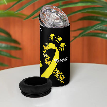 Sarcoma Support Rare Cancer Strength Personalised 4 in 1 Can Cooler Tumbler Aboriginal Ribbon Dot Painting