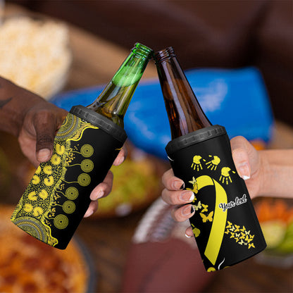 Sarcoma Support Rare Cancer Strength Personalised 4 in 1 Can Cooler Tumbler Aboriginal Ribbon Dot Painting