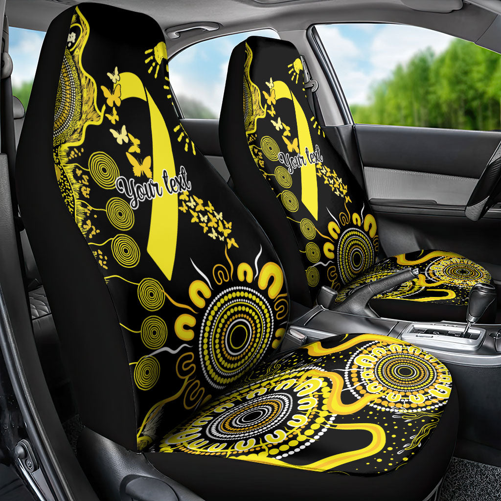 Sarcoma Support Rare Cancer Strength Personalised Car Seat Cover Aboriginal Ribbon Dot Painting