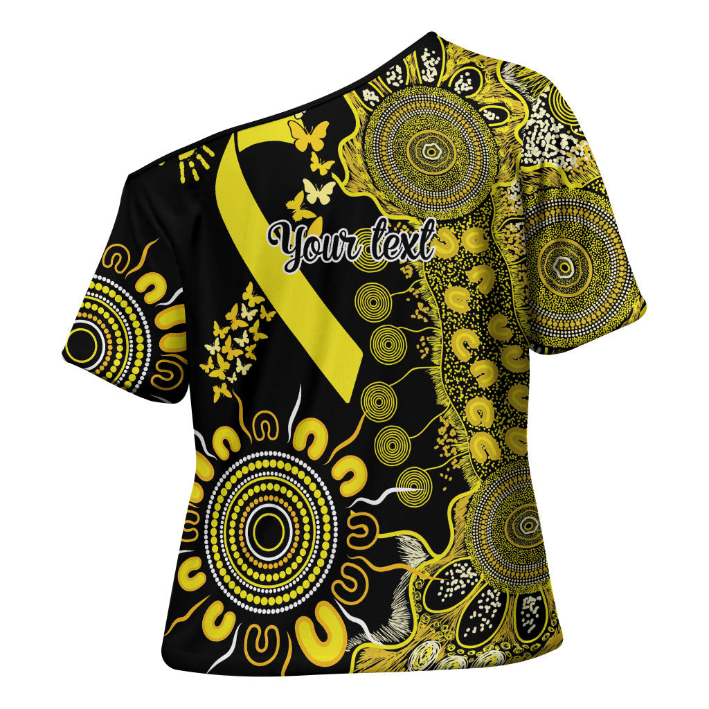 Sarcoma Support Rare Cancer Strength Personalised Cross Shoulder Shirt Aboriginal Ribbon Dot Painting