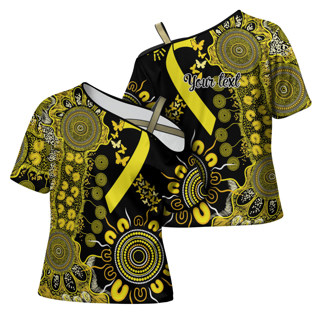 Sarcoma Support Rare Cancer Strength Personalised Cross Shoulder Shirt Aboriginal Ribbon Dot Painting