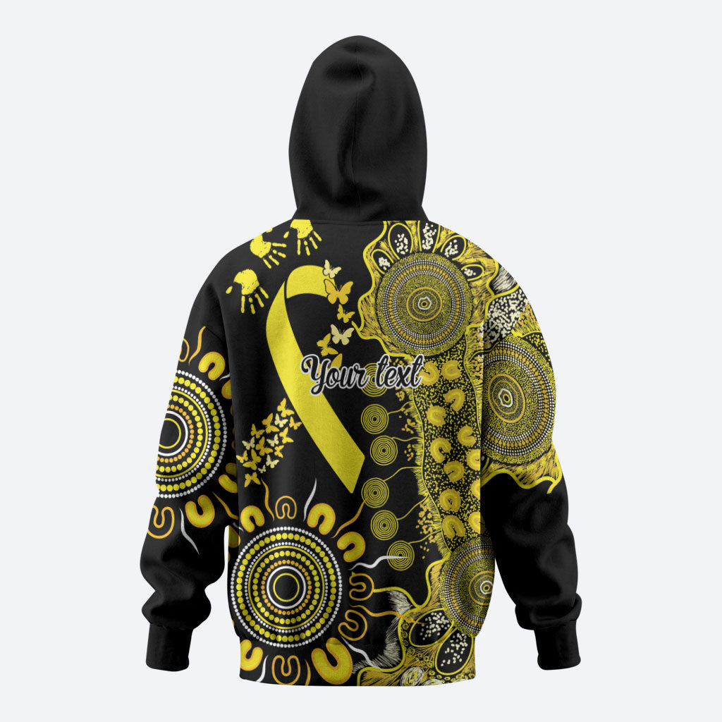 Sarcoma Support Rare Cancer Strength Personalised Hoodie Aboriginal Ribbon Dot Painting