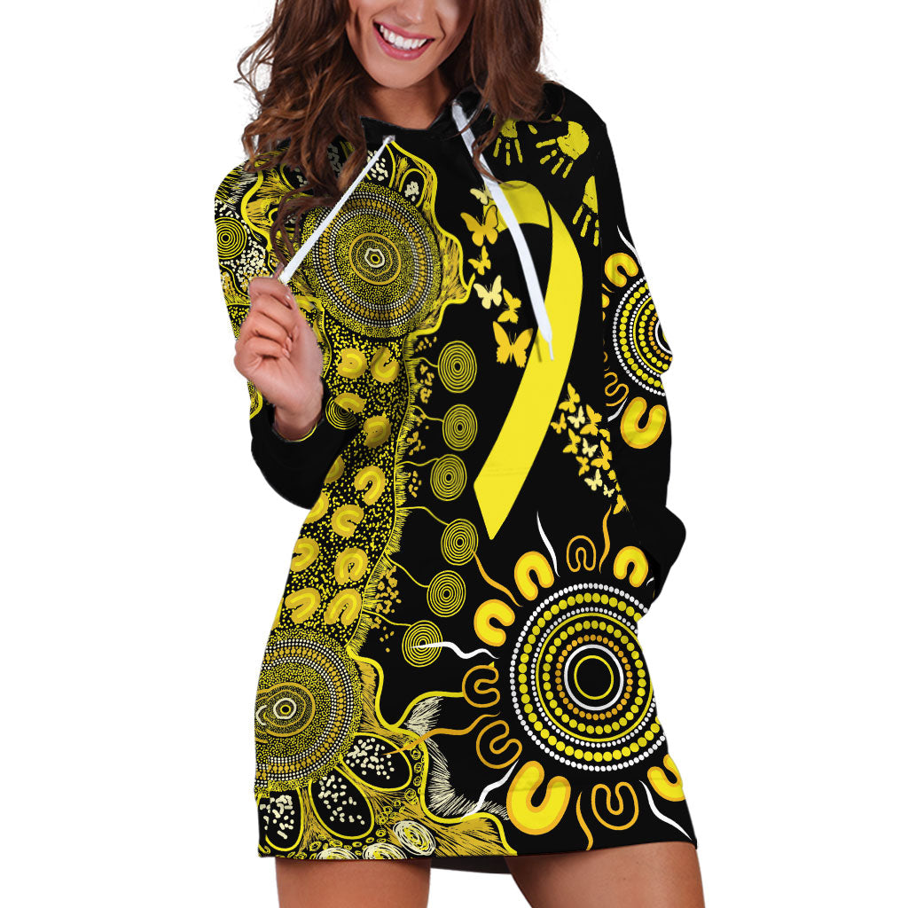 Sarcoma Support Rare Cancer Strength Personalised Hoodie Dress Aboriginal Ribbon Dot Painting
