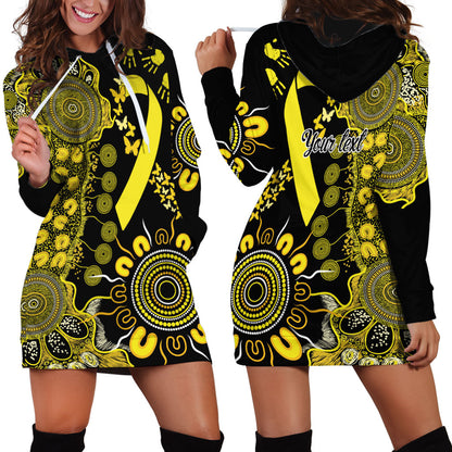 Sarcoma Support Rare Cancer Strength Personalised Hoodie Dress Aboriginal Ribbon Dot Painting