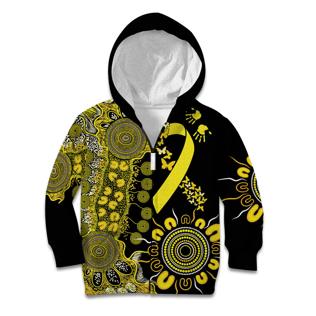 Sarcoma Support Rare Cancer Strength Personalised Kid Hoodie Aboriginal Ribbon Dot Painting