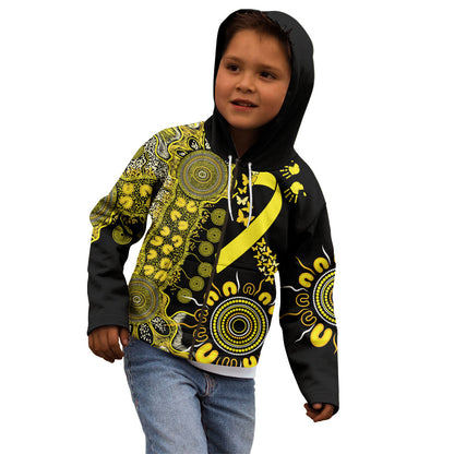 Sarcoma Support Rare Cancer Strength Personalised Kid Hoodie Aboriginal Ribbon Dot Painting