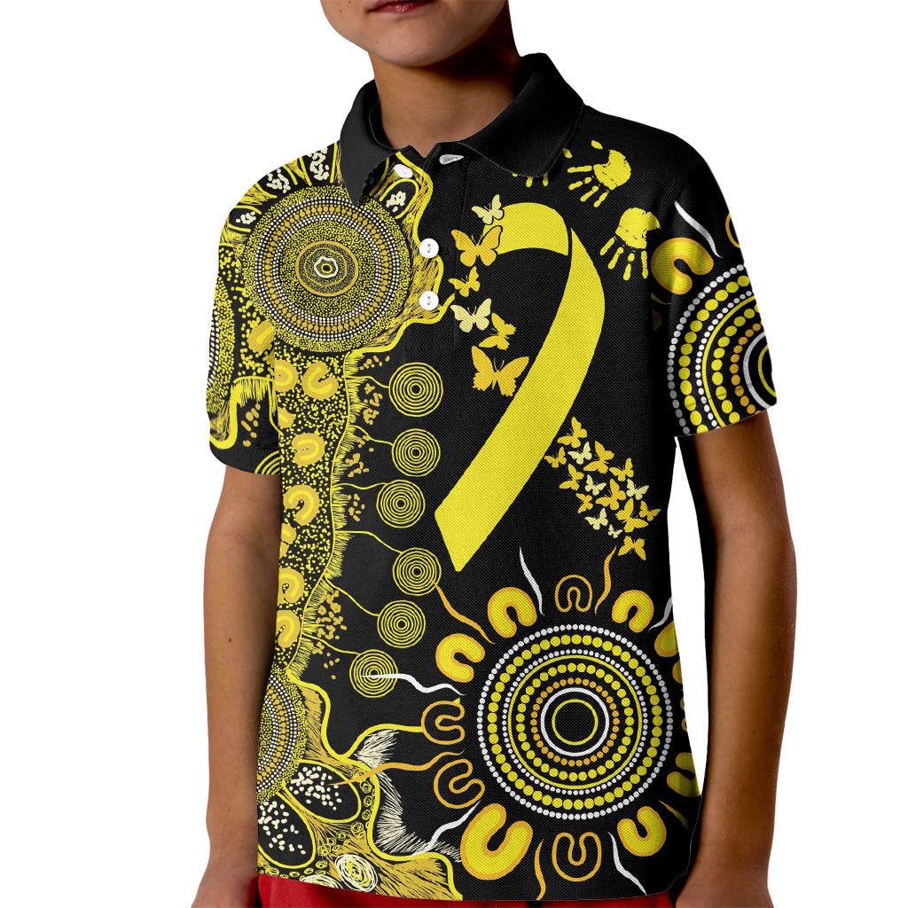 Sarcoma Support Rare Cancer Strength Personalised Kid Polo Shirt Aboriginal Ribbon Dot Painting