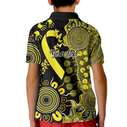 Sarcoma Support Rare Cancer Strength Personalised Kid Polo Shirt Aboriginal Ribbon Dot Painting