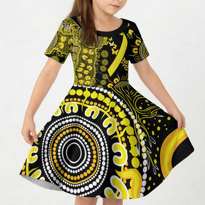 Sarcoma Support Rare Cancer Strength Personalised Kid Short Sleeve Dress Aboriginal Ribbon Dot Painting