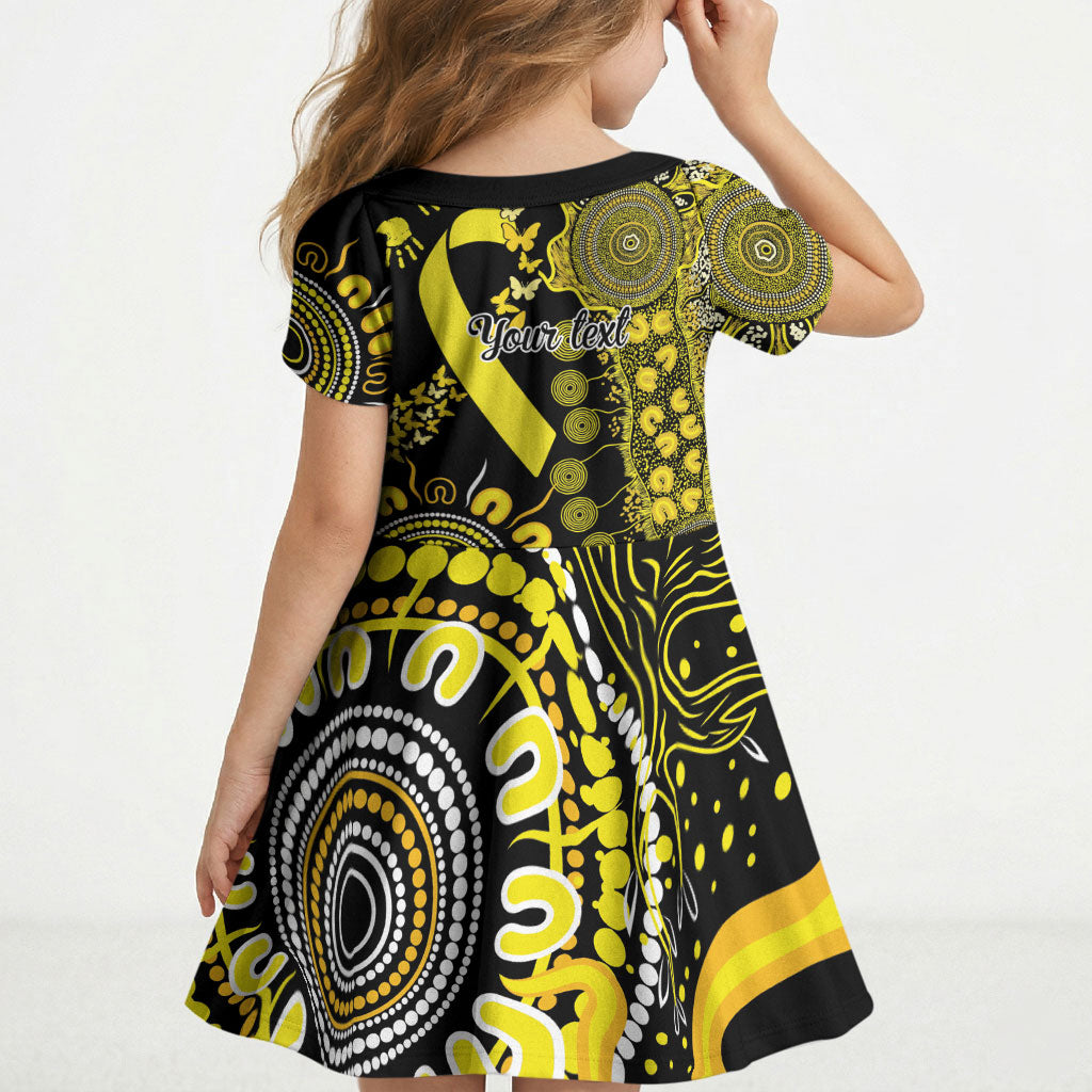 Sarcoma Support Rare Cancer Strength Personalised Kid Short Sleeve Dress Aboriginal Ribbon Dot Painting