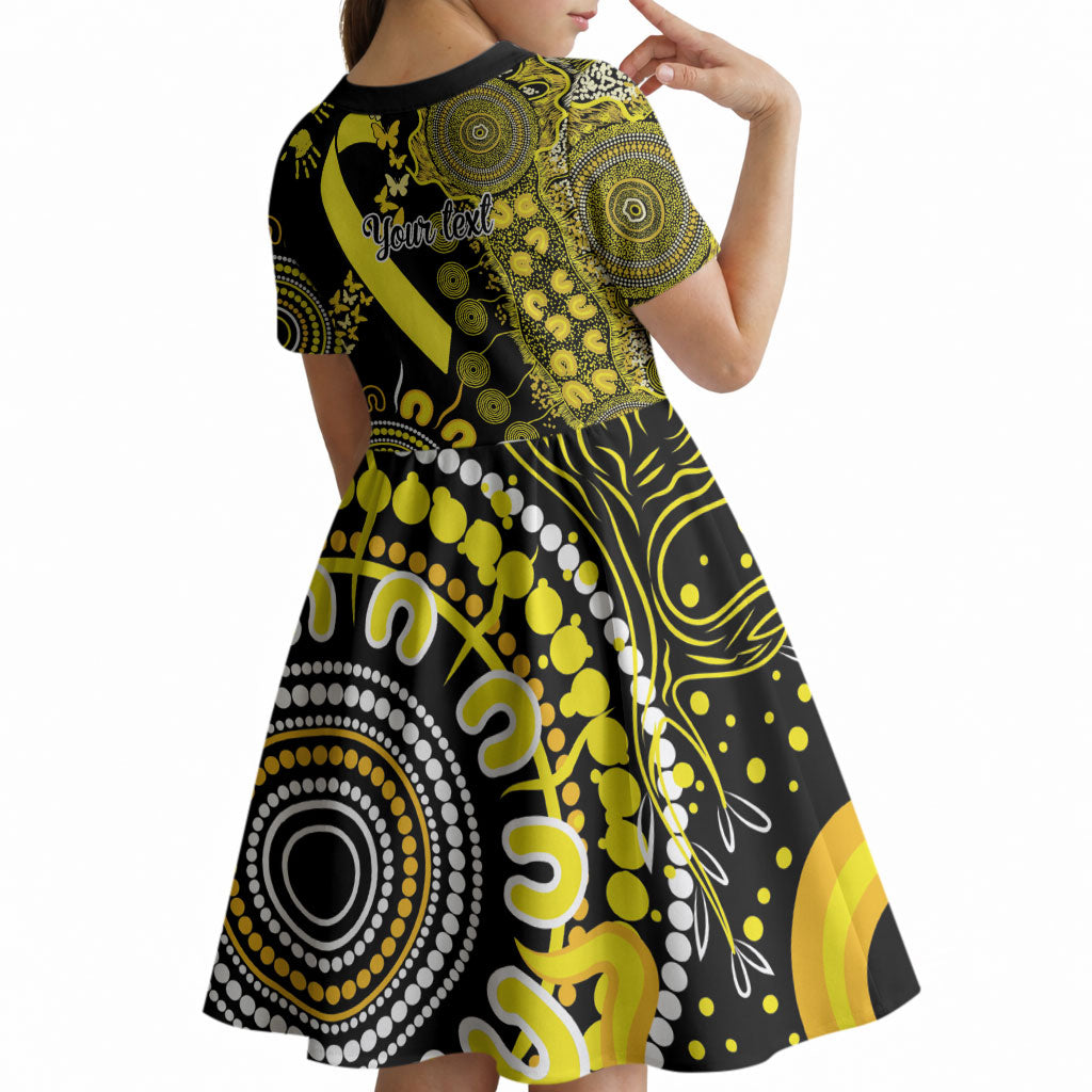 Sarcoma Support Rare Cancer Strength Personalised Kid Short Sleeve Dress Aboriginal Ribbon Dot Painting