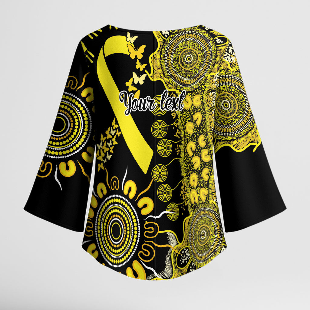 Sarcoma Support Rare Cancer Strength Personalised Kimono Sleeve Blouse Aboriginal Ribbon Dot Painting
