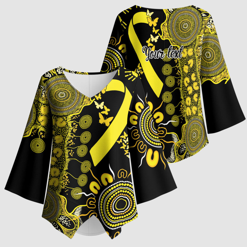 Sarcoma Support Rare Cancer Strength Personalised Kimono Sleeve Blouse Aboriginal Ribbon Dot Painting