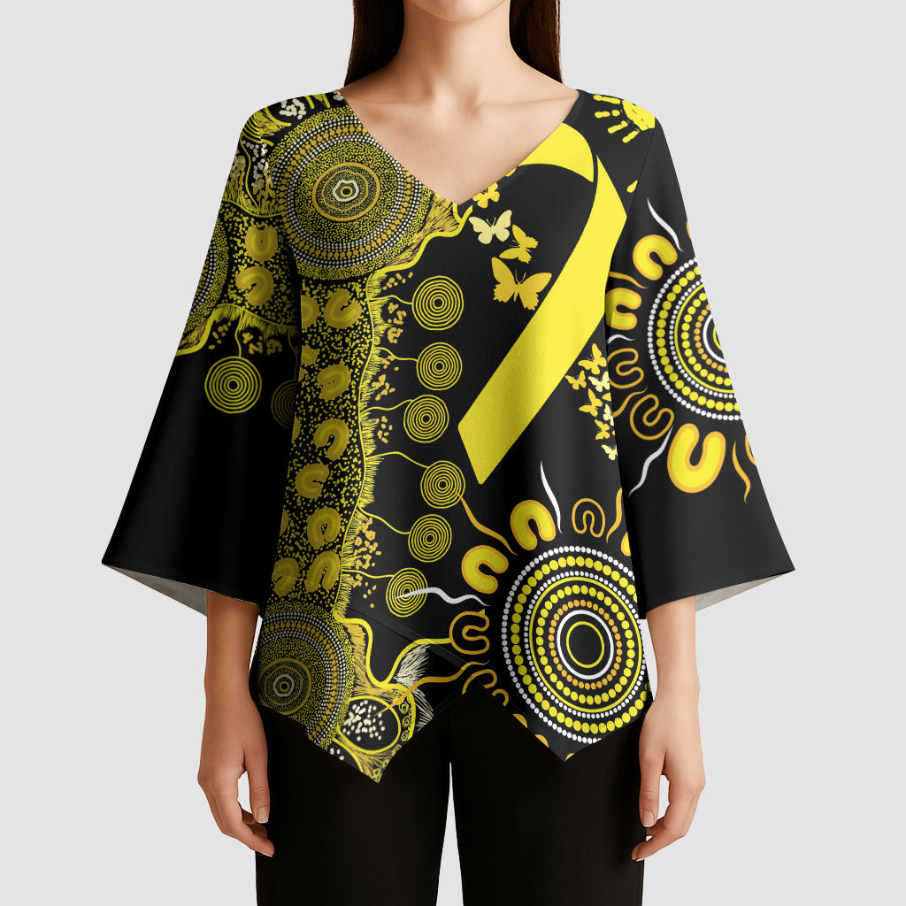 Sarcoma Support Rare Cancer Strength Personalised Kimono Sleeve Blouse Aboriginal Ribbon Dot Painting
