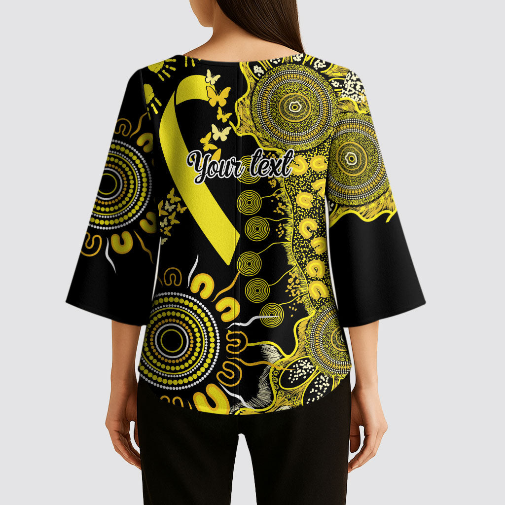 Sarcoma Support Rare Cancer Strength Personalised Kimono Sleeve Blouse Aboriginal Ribbon Dot Painting
