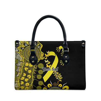 Sarcoma Support Rare Cancer Strength Personalised Leather Bag Aboriginal Ribbon Dot Painting