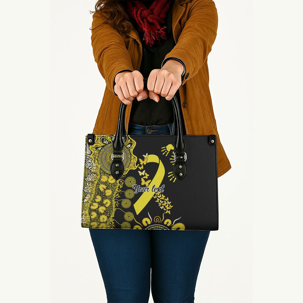 Sarcoma Support Rare Cancer Strength Personalised Leather Bag Aboriginal Ribbon Dot Painting