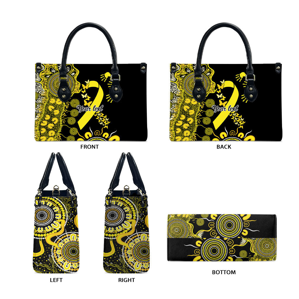Sarcoma Support Rare Cancer Strength Personalised Leather Bag Aboriginal Ribbon Dot Painting