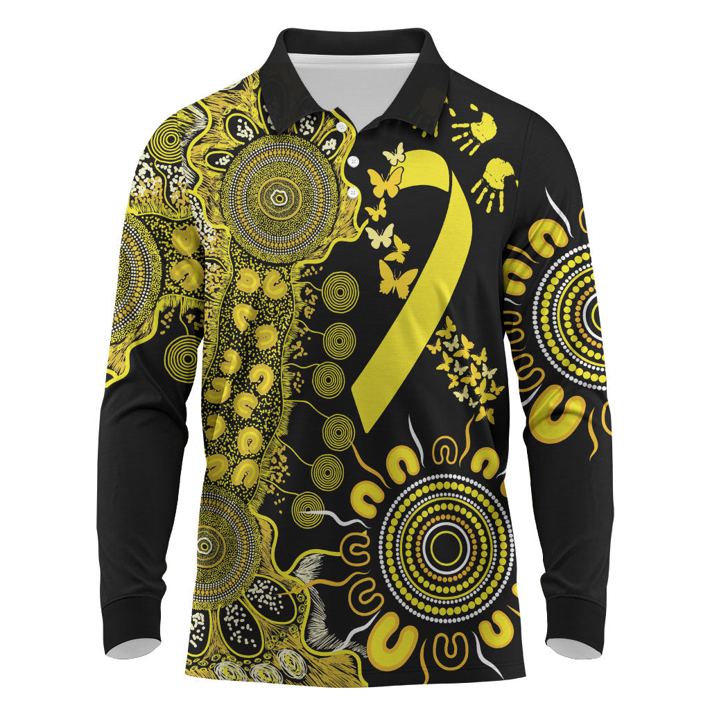 Sarcoma Support Rare Cancer Strength Personalised Long Sleeve Polo Shirt Aboriginal Ribbon Dot Painting