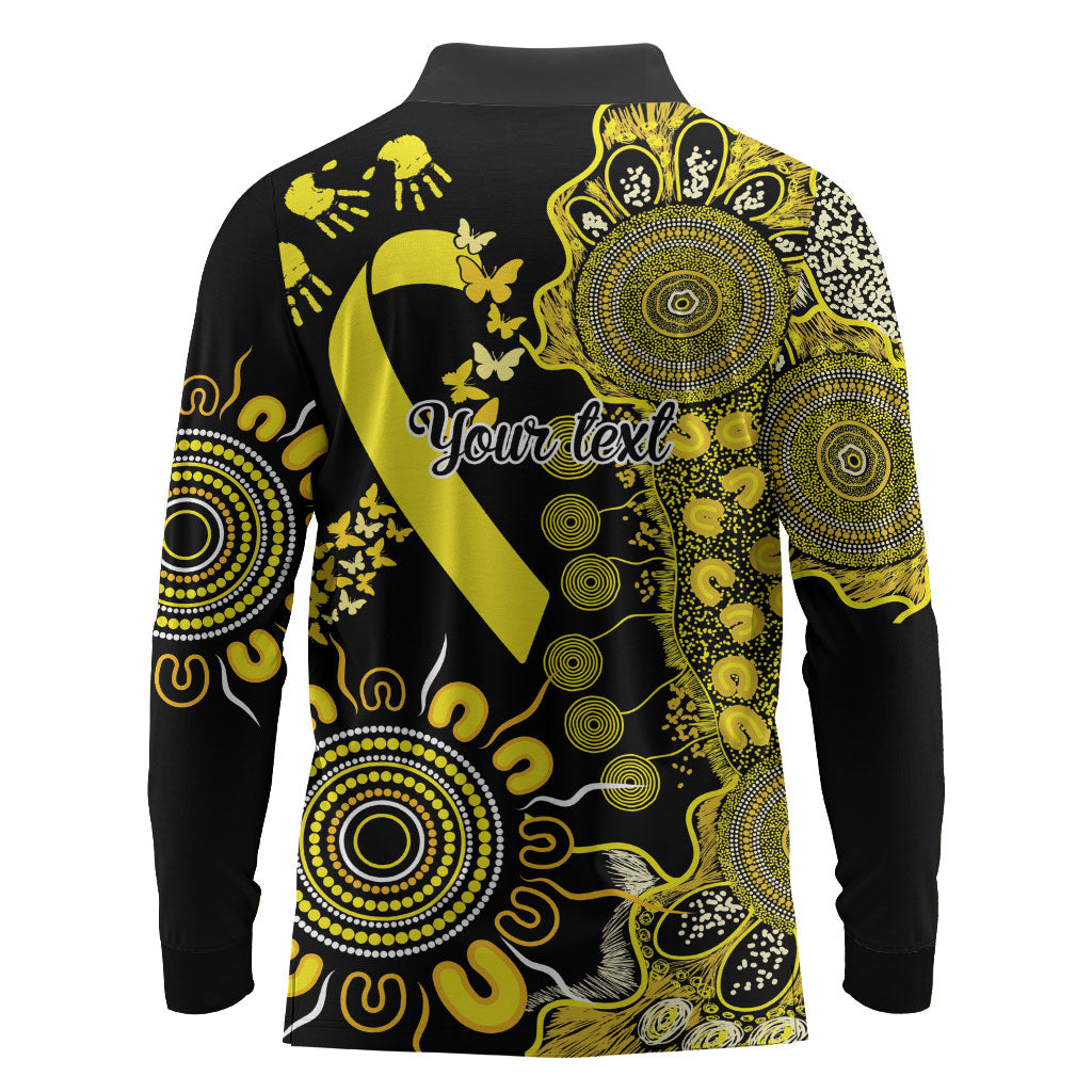 Sarcoma Support Rare Cancer Strength Personalised Long Sleeve Polo Shirt Aboriginal Ribbon Dot Painting