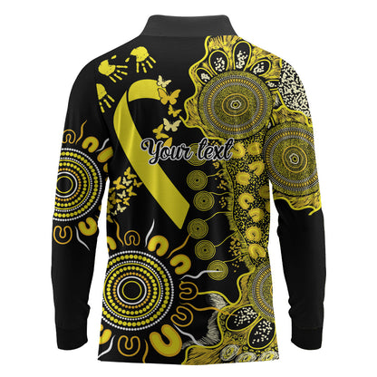 Sarcoma Support Rare Cancer Strength Personalised Long Sleeve Polo Shirt Aboriginal Ribbon Dot Painting