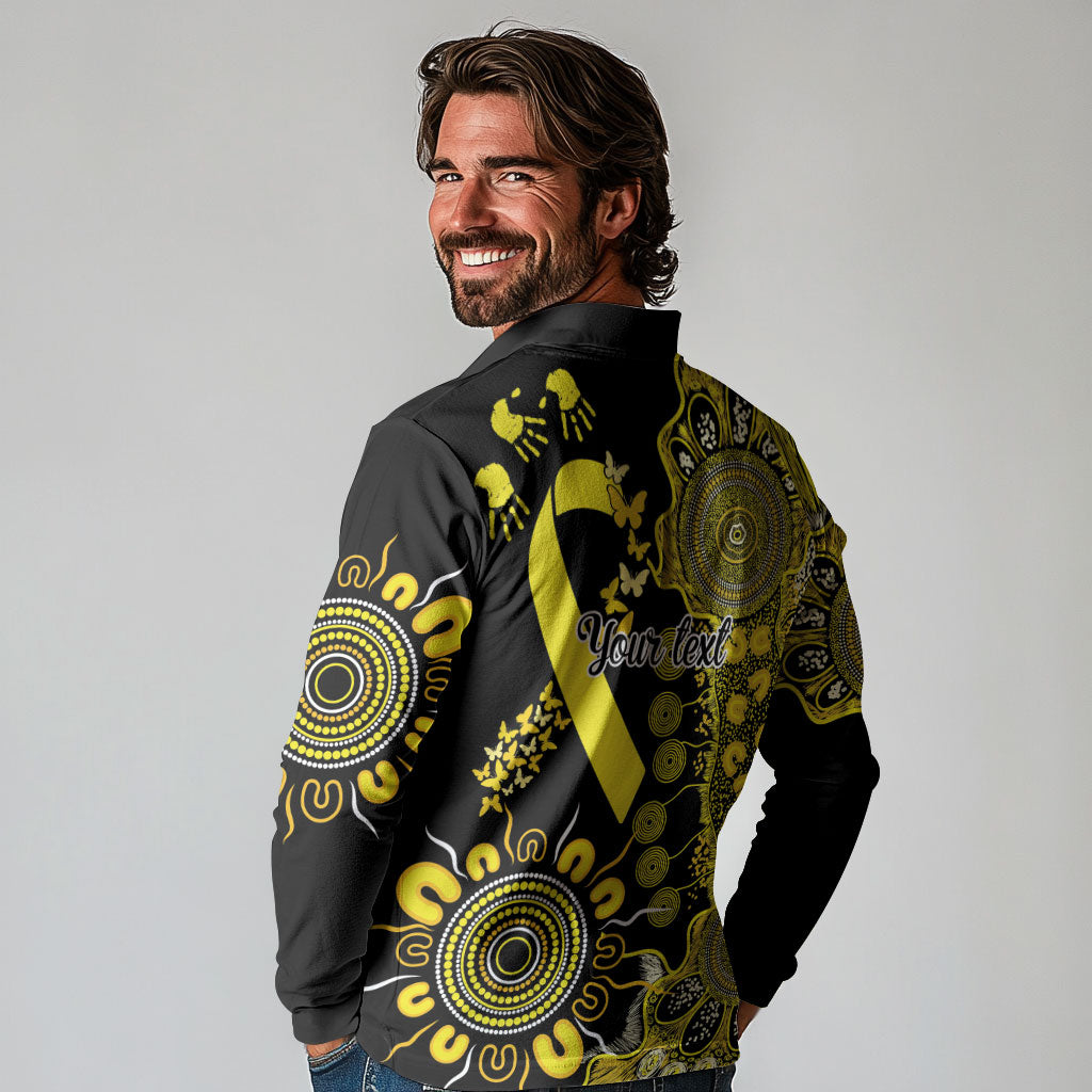 Sarcoma Support Rare Cancer Strength Personalised Long Sleeve Polo Shirt Aboriginal Ribbon Dot Painting