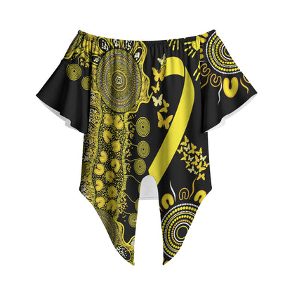 Sarcoma Support Rare Cancer Strength Personalised Off Shoulder Wrap Waist Top Aboriginal Ribbon Dot Painting