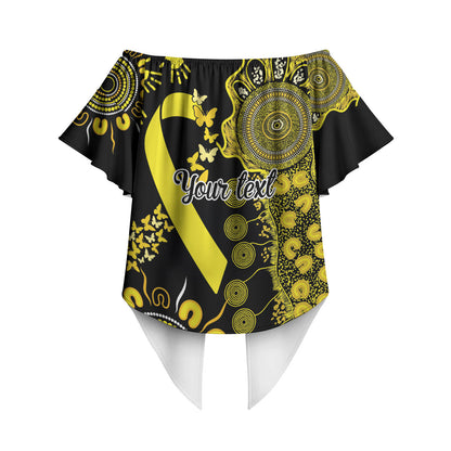 Sarcoma Support Rare Cancer Strength Personalised Off Shoulder Wrap Waist Top Aboriginal Ribbon Dot Painting