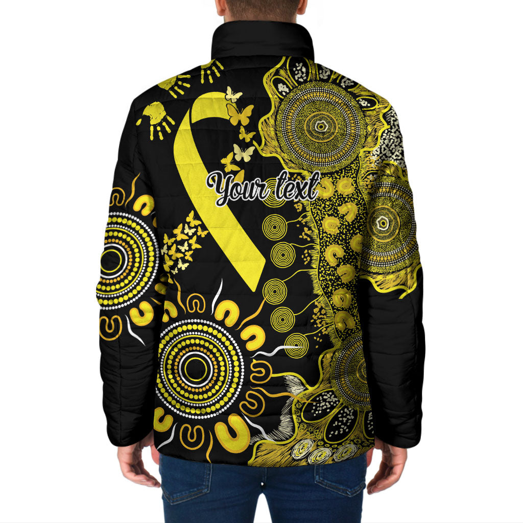 Sarcoma Support Rare Cancer Strength Personalised Padded Jacket Aboriginal Ribbon Dot Painting