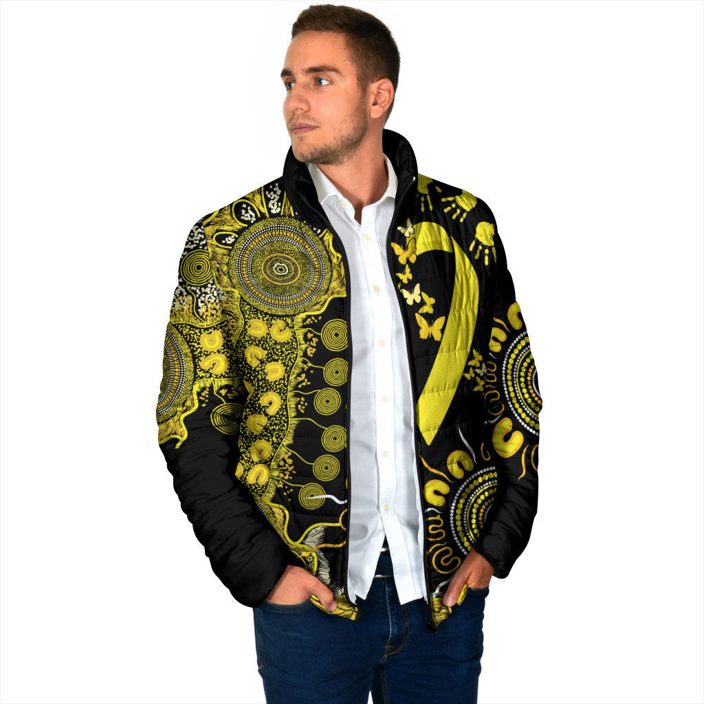 Sarcoma Support Rare Cancer Strength Personalised Padded Jacket Aboriginal Ribbon Dot Painting