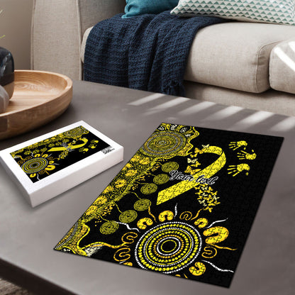 Sarcoma Support Rare Cancer Strength Personalised Puzzle Aboriginal Ribbon Dot Painting