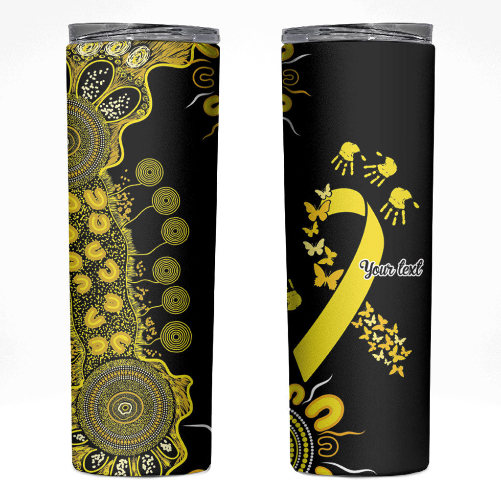 Sarcoma Support Rare Cancer Strength Personalised Skinny Tumbler Aboriginal Ribbon Dot Painting