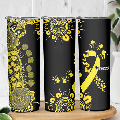 Sarcoma Support Rare Cancer Strength Personalised Skinny Tumbler Aboriginal Ribbon Dot Painting